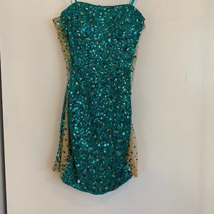 La Femme Strapless cocktail dress Style 17136 in Peacock